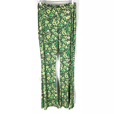 $24.93 • Buy ZARA Pants Women Size Large Green Floral Wide Leg Flare NEW NWT