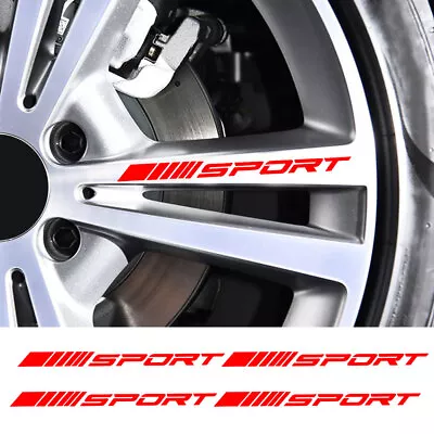 4Pcs SPORT Style Auto Car Rims Wheel Hub Racing Sticker Graphic Decal Strip Red • $2.86