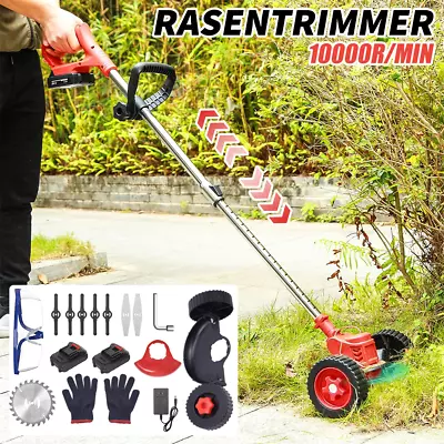 24V Cordless Electric Strimmer Grass Trimmer Weed Cutter Garden Edger +2 Battery • £36.99