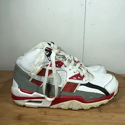 Nike Shoes Mens 9 Air Trainer SC Bo Jackson Sneakers White Red Leather Classic • $59.97