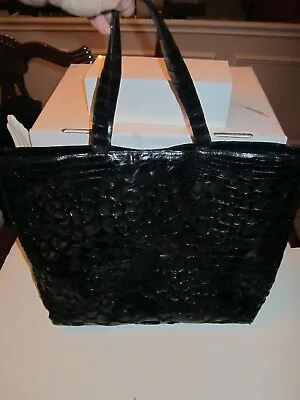 $630 • Buy Nancy Gonzalez Black Crocodile Laser Cut Pvc Large Handbag Purse Tote Authentic