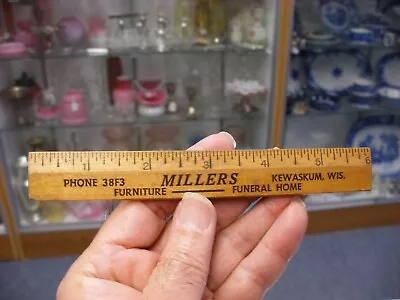 Vtg Advertising Ruler - Millers Furniture Store & Funeral Home Kewaskum WI • $9.99