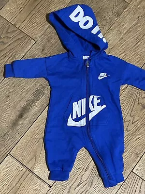 Baby Boys Royal Blue Nike Overalls Newborn Size All In One Soft Suit Full Zip • £3