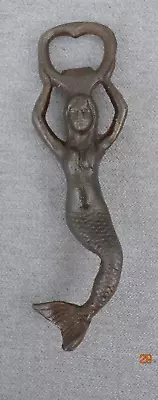 Mermaid Beer Bottle Opener Cast Iron Hand Held Nautical Rustic Décor • $7