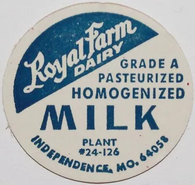 Vintage Milk Bottle Cap ROYAL FARM DAIRY Homogenized Milk Independence Missouri • $7.49