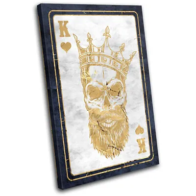 Poker Card Skull King Of Hearts Gaming SINGLE CANVAS WALL ART Picture Print • $219.99