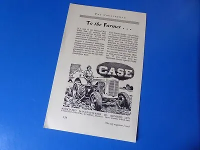 Case Classic Tractor Advert Stylish Oct 1941 Advert Original & Illustrated • £5