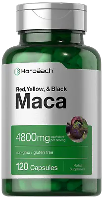 Maca Root Capsules 4800mg | 120 Pills | Red Yellow Black Maca | By Horbaach • $11.29