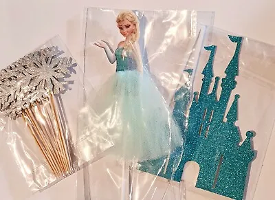 £7.99 • Buy Frozen Princess Elsa 10 Pk Snowflake Castle Cup Cake Toppers Decoration Party