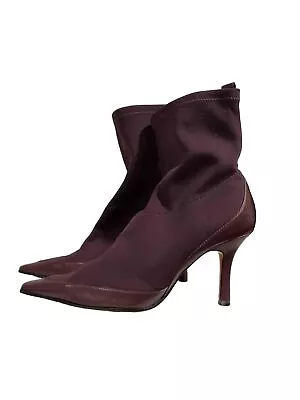 Charles By Charles David Womens Plum High Heel Pointed Toe Ankle Boots Size 7.5 • $48