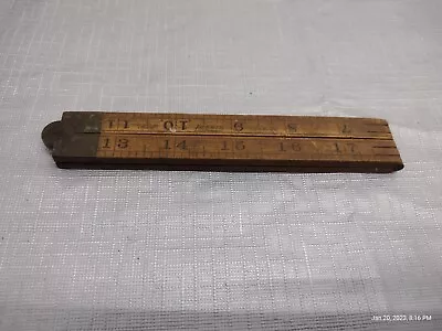 Vintage 4 Piece Folding Ruler Brass Hinges 28  Made In USA. BOX Z • $14