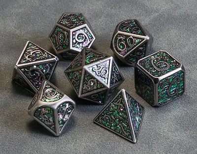 Emerald Forest Dragonscales | Metal Dice Set (7pcs) | Dungeons And Dragons DnD • $24.55