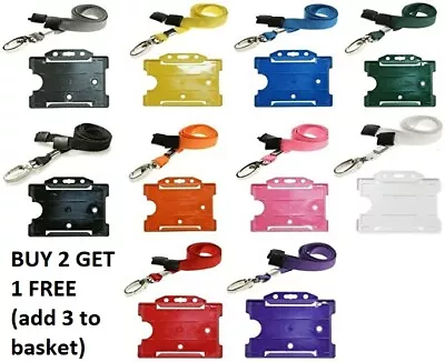£2.45 • Buy Lanyard Neck Strap With Metal Clip And Matching Double Sided ID Card Holder