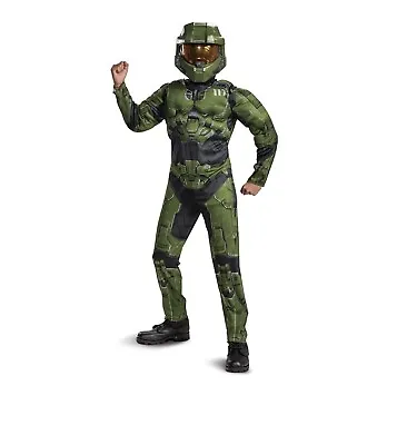 Halo Infinite Master Chief Halloween Costume Muscle Boys Size S 4 To 6 Disguise • $17.99