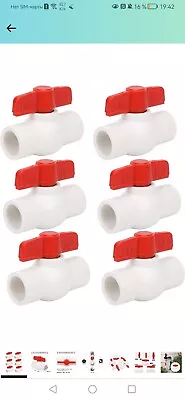 6Pcs 1/2  PVC Ball Valve Water Pipe Shut-off Valve Socket With Red T-Handle For • $8