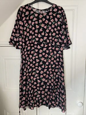 £5 • Buy Peacocks Size 14 Floral Belted Dress 
