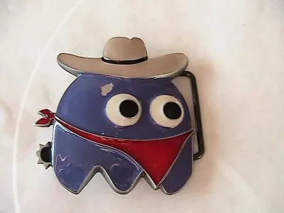 Pac Man Ghost Cowboy Costume Belt Buckle In A Hat And Scarf Retro Gamer Pacman • $4.87