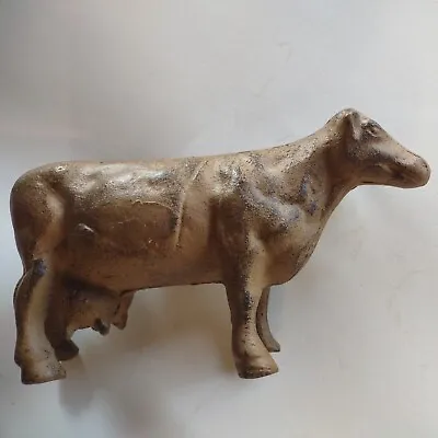 Vtg Cast Iron Dairy Cow Door Stop Paperweight Figurine Rustic Primitive Farm • $23.49