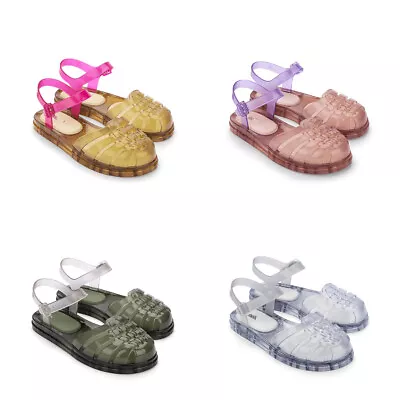 Melissa Women Sandals Woven Hollow Color Matching Buckle Flat Jelly Shoes US 5-8 • $35.99