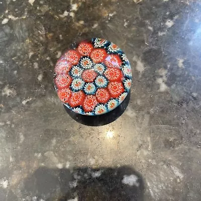Millefiori Paperweight Vintage Art Glass Small Red White Blue Murano Style LCE23 • $5.50