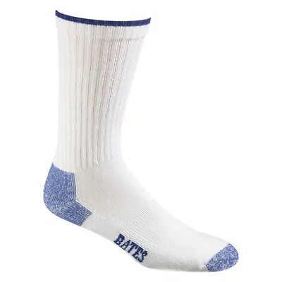 Bates Footwear Cotton Comfort Crew White 3 Pk Large Socks FREE USA SHIPPING • $10.95