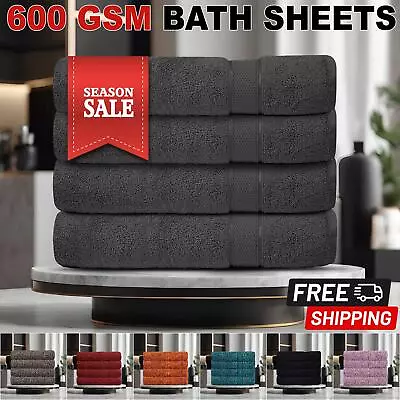 4 Pack Large Jumbo Bath Sheet Towels 100% Egyptian Cotton Bathroom Towel 600 GSM • £19.99