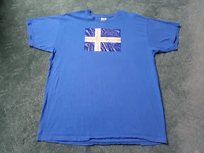 Icelandic Flag 100% Cotton Fruit Of The Loom Blue T-Shirt - Extra Large • £1.99