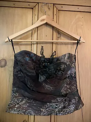 Linea Raffaelli Ladies Basque With Zip Back Brown Size B 38 (12) Floral • £2.95