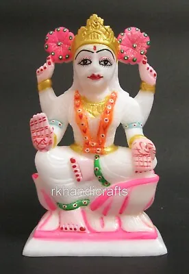 6.5 Inches Giftable Sculpture Hand Painted Work White Marble Maa Laxmi Ji Statue • $110.87