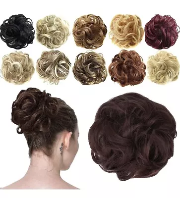 Feshfen Hair Bun Scrunchie Extension Pieces For Women Girls Dark Auburn • £2.99