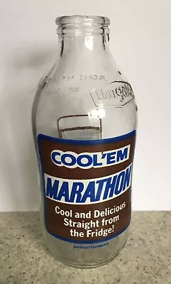 Vintage Advertising Glass Milk Bottle - Marathon Chocolate Bar Cool ‘em • $8.09
