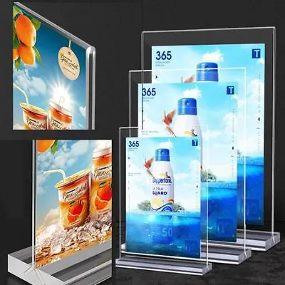 Deluxe Diamond Acrylic Poster Menu Holder Perspex Leaflet Display Stands A4  • £49.99
