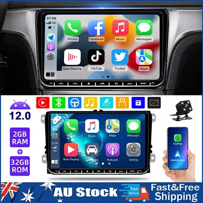 9  For Vw Golf Mk5 Mk6 Caddy Jetta Android 12 Car Stereo Radio Apple Carplay Gps • $169.76