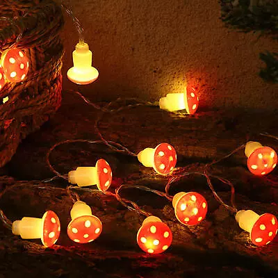 Mushroom String Lights Garden Landscape Light String Outdoor Decorative Lights • £7.89