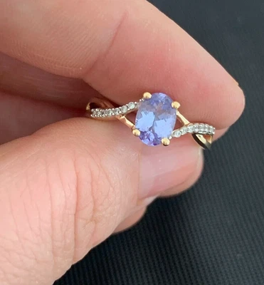 £32 • Buy 9ct Gold Tanzanite Solitaire & White Spinel Shouldered Ring, 9k 375 & 10k