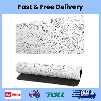 Siski Topographic Contour White Gaming Mouse Pad XL Geographic Map Lines Extende • $12.89