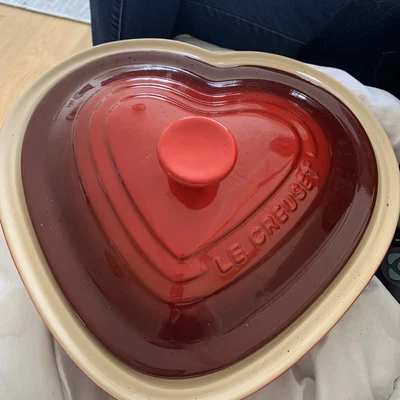 £39.95 • Buy Le Creuset Stoneware - Red Heart Shaped Large Casserole Dish 2.4L With Lid