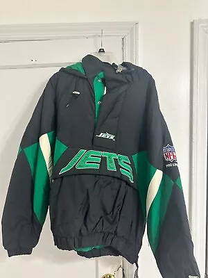 Vintage NFL NY Jets Starter Hooded Pull Over Jacket NFL Men L RARE • $300