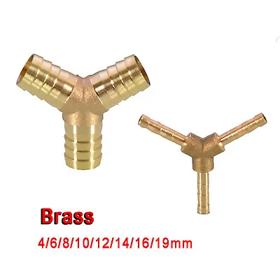 Brass Barbed Y Piece Fuel Gas Hose Joiner Adapter Tee Connector Fitting 4mm-19mm • £2.15