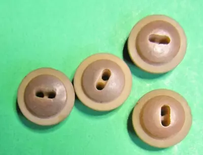 (4) Vintage 5/8  2-tone Brown Vegetable Ivory 2-hole Buttons-r644 • $4.59