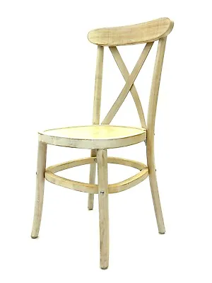 Farmhouse Limewash Wooden Traditional Cross Back Chair Rustic Wedding Chair • £55