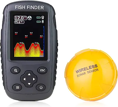 Portable Rechargeable Fish Finder Wireless Sonar Sensor Depth Locator Fish Size • $124