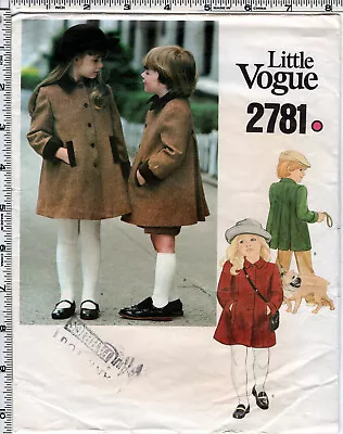 Children's Coat  Little VOGUE Vogue Pattern Service Sewing Craft 2781 UNCUT Sz 4 • $9.99