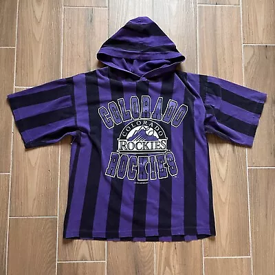 VTG LOGO 7 Colorado Rockies Hoodie Men's SIZE Large MLB Baseball Short Sleeve • $39.95