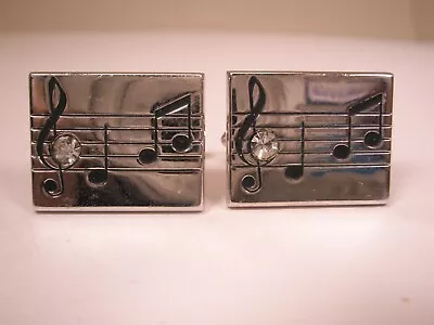 Rhinestone Sheet Musical Note Vintage SWANK Cuff Links Band Camp Orchestra • $32.49