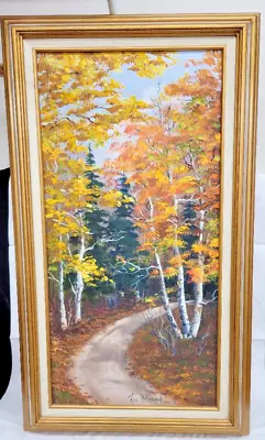 Vermont Artist Ann Mcfarren Original Oil Painting~Fall Foliage 28.5  X 16.5  • $355