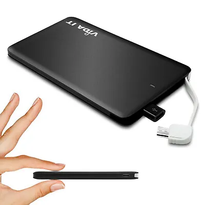 Thin 4000mAh Battery Pack Portable Charger With IPhone Type C Adapters For Phone • £16.99
