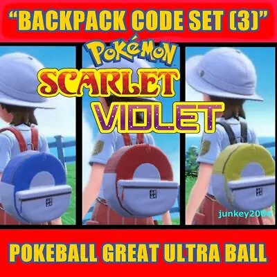 POKEBALL GREAT ULTRA BALL CANVAS BACKPACK CODE SET 3 Pokemon Scarlet Violet  NEW • £3.38