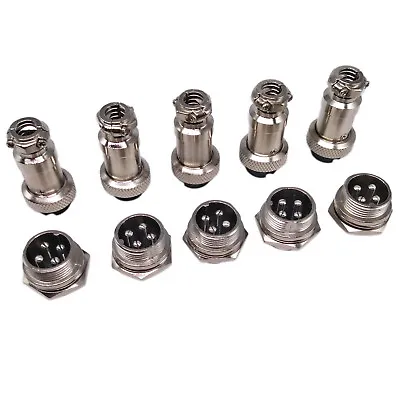 US Stock 5 Pair Aviation Plug 4 Pin Male Female Panel Wire Connector 16mm GX16-4 • $13.83