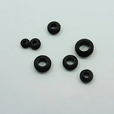 Wire Rubber Grommets Double Sided Cable Open Hole Ring Black • £2.12